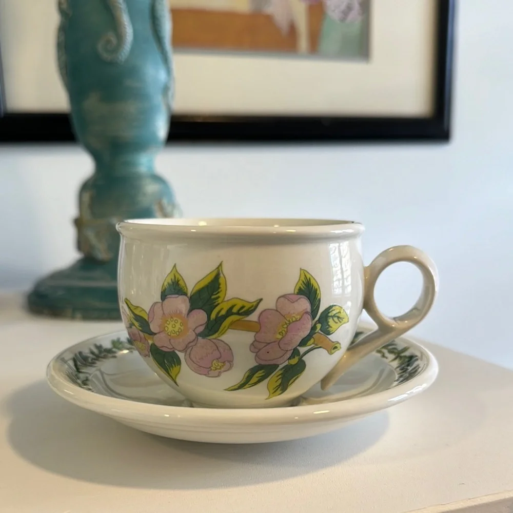 Vintage Portmeirion Flowers of the Year Pattern Cup and Saucer Made in England